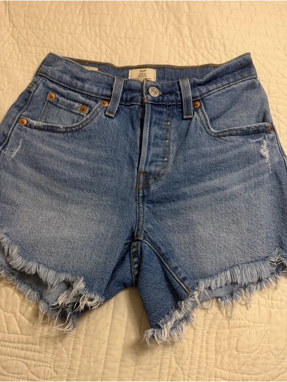 Levi's Light Blue Distressed Cutoff Denim Shorts